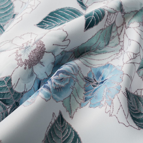 Tkanina dekoracyjna szer. 140 cm kolor niebieski ze srebrnym, N1890